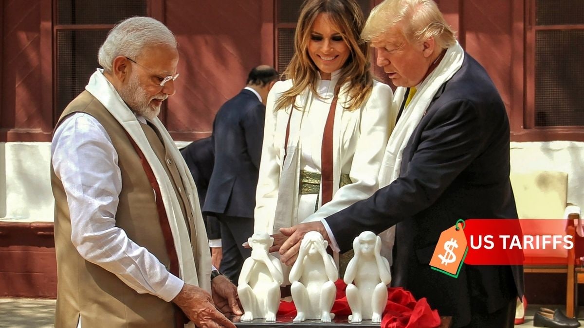 File Photo: Prime Minister Narendra Modi with US President Donald Trump and First Lady Melania Trump at Sabarmati Ashram in Ahmedabad in February 2020 | PTI
