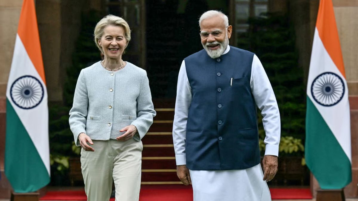 European Union President Ursula von der Leyen (L) and Indian PM Narendra Modi (R) | AFP