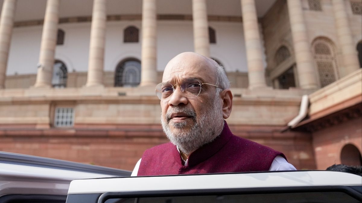 Home Minister Amit Shah after the presentation of the Union Budget at the Parliament premises in New Delhi, Sunday, Feb 1 | PTI 