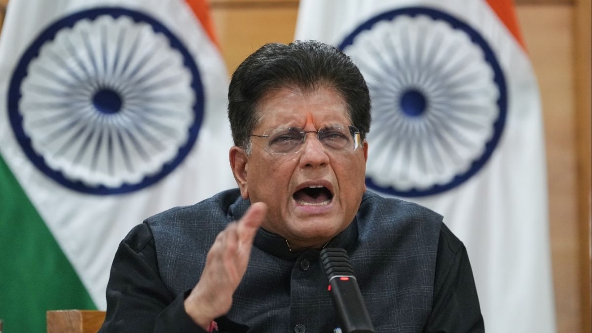 Union Minister of Commerce and Industry Piyush Goyal makes a press statement on the completion of India-US tariff negotiations in New Delhi, India, on Feb 3, 2026 | AP
