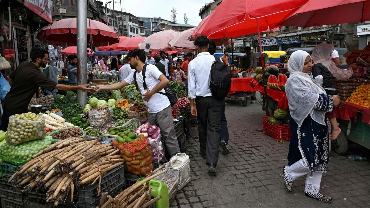 Representative image: A busy marketplace in Srinagar on May 19, 2026 | AFP