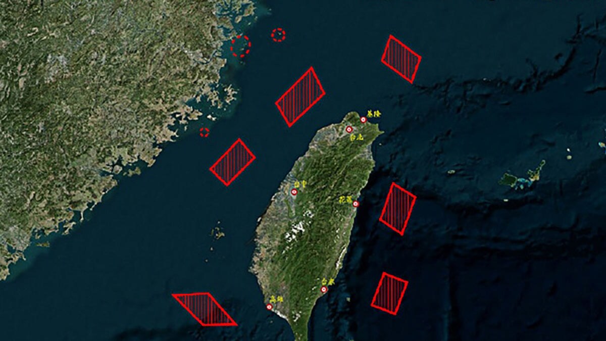 A map of locations of the 'Joint Sword-2024B' military drills 