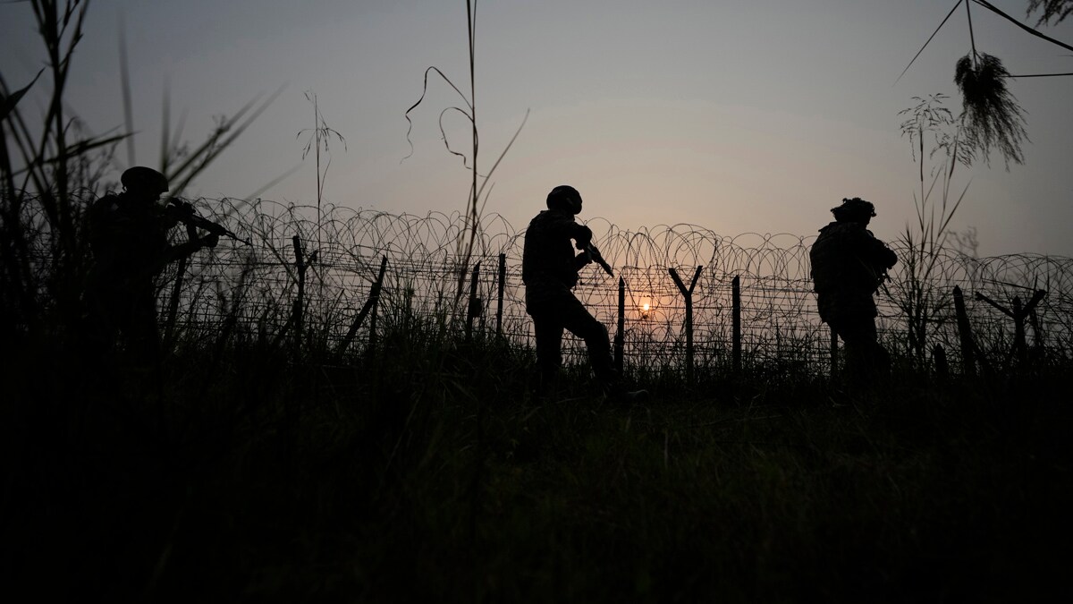 Indian army soldiers patrol along the highly militarized Line of Control that divides Kashmir region between India and Pakistan, in Akhnoor sector, near about 66 Kms. (41 miles) from Jammu, India, Monday, Oct. 28, 2024. (AP Photo/Channi Anand)