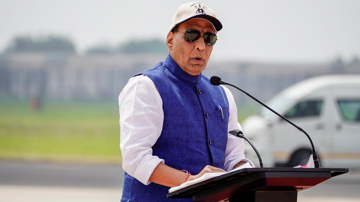 Jodhpur: Defence Minister Rajnath Singh during the 2nd phase of multinational air exercise Tarang Shakti, in Jodhpur, Thursday, Sept. 12, 2024. (PTI Photo)(PTI09_12_2024_000040B)