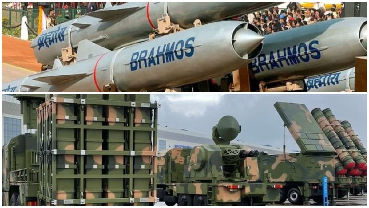 India's BrahMos missiles (top) and Chinse HQ-9B air defence systems | X