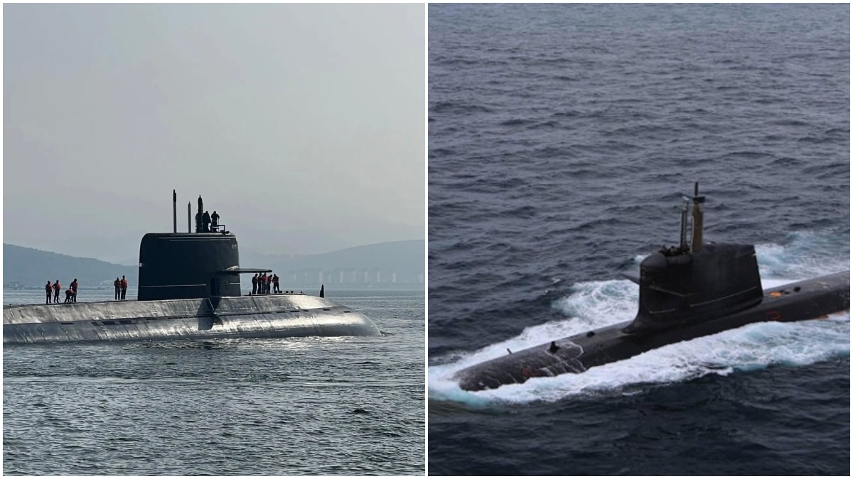 Left: A Hangor-class Chinese submarine. Right: IND Arihant | X