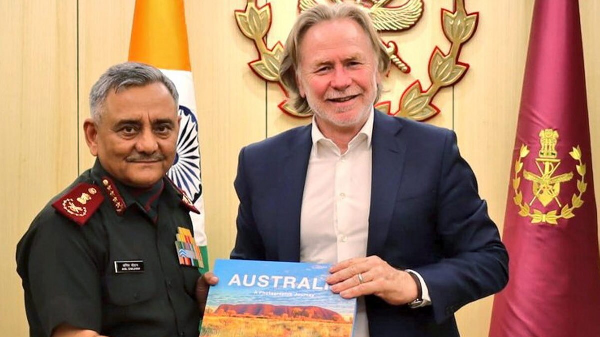 Chief of Defence Staff (CDS) General Anil Chauhan during a meeting with the Australian High Commissioner to India Philip Green | PTI