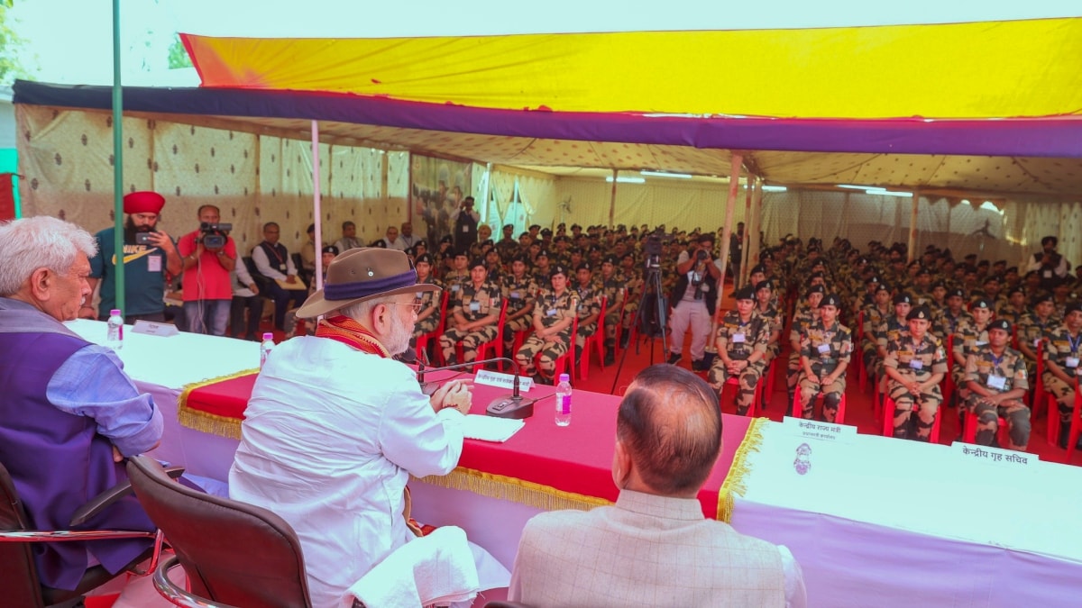 Union Home Minister Amit Shah interacts with BSF soldiers in Jammu and Kashmir | PTI