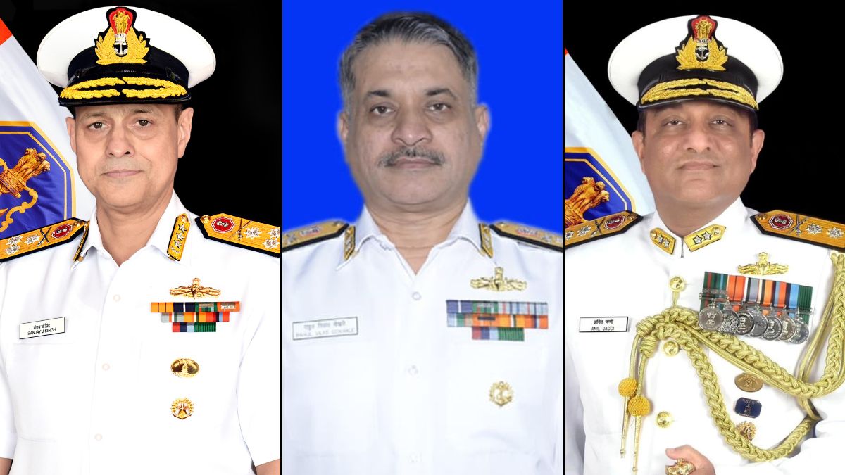 [From left] Vice Admiral Sanjay Jasjit Singh, Rear Admiral Rahul Vilas Gokhale, Rear Admiral Anil Jaggi | PRO Defence/Indian Navy