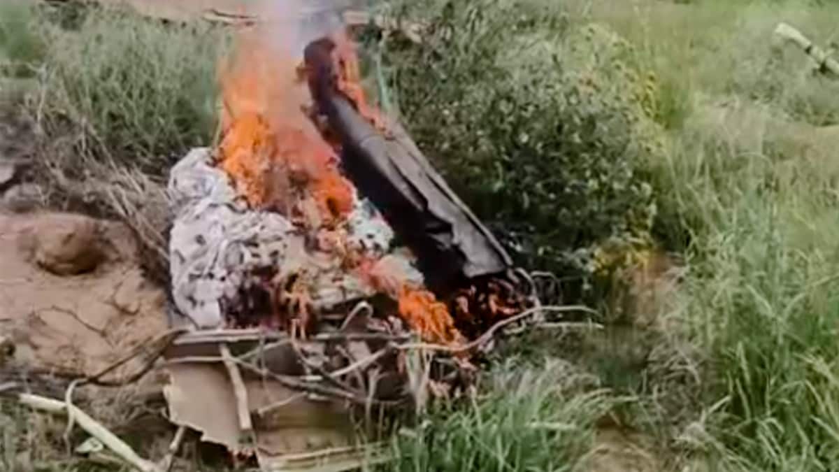 Smoke billows out after IAF's Jaguar fighter jet crashed near Churu in Rajasthan | PTI
