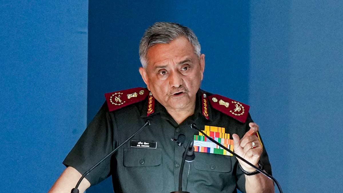Chief of Defence Staff (CDS) General Anil Chauhan delivers the closing address during the 'Ran Samwad 2026', in Bengaluru | PTI