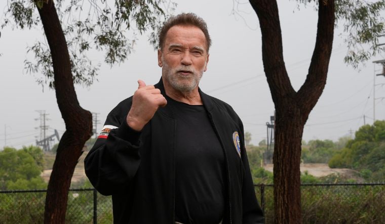 Former California Governor Arnold Schwarzenegger in Inglewood, California, on March. 22, 2024 | AP
