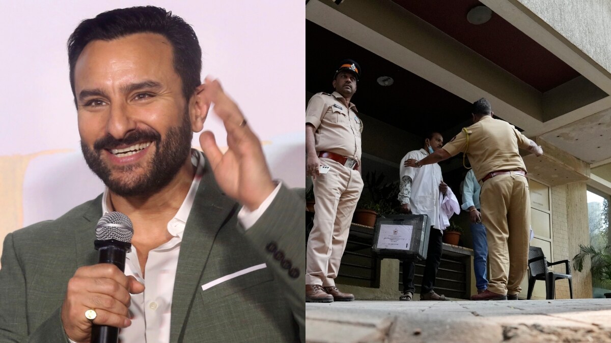 Saif Ali Khan (Right) Police and forensic officials outside his residential building | PTI