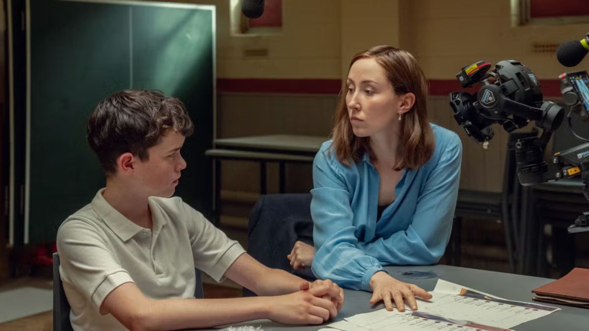 A behind-the-scene still from a crucial moment in 'Adolescence' | Netflix