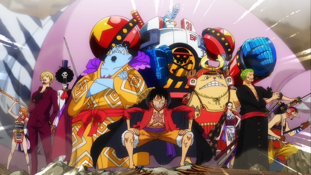 The Mugiwara (Straw Hat) pirate crew episode 1000 of the One Piece anime | Screenshot