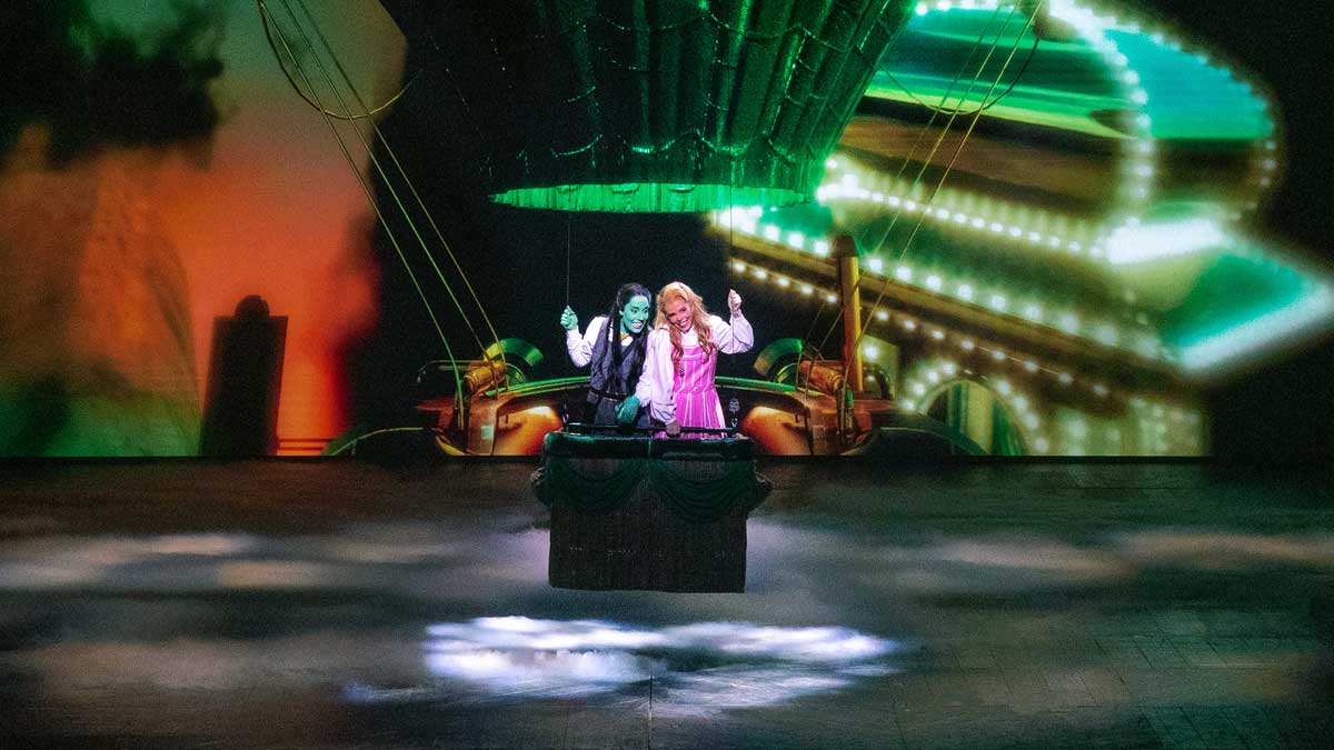 Eve Shanu-Wilson and Rebekah Lowings portray Glinda and Elphaba in the play, ‘Wicked’