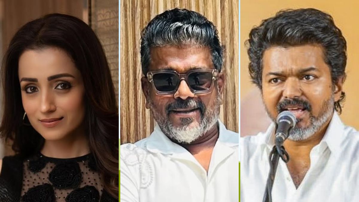 (From left to right) Actress Trisha Krishnan, actor-director R. Parthiban, and former actor and TVK chief Vijay | Instagram, PTI