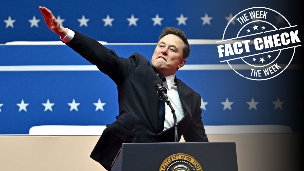Elon Musk gestures as he speaks during the inaugural parade inside Capitol One Arena, in Washington, DC, on January 20, 2025 | AFP