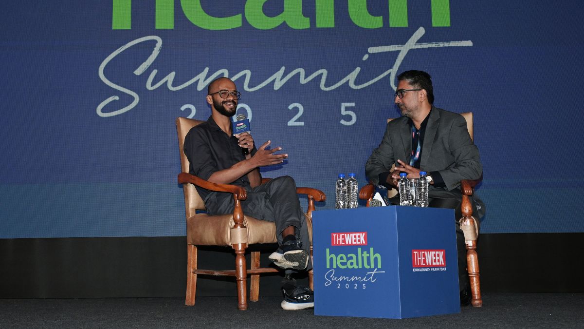 Senior Assistant News Editor Ajish P. John in conversation with Syam Kumar S S at THE WEEK Health Summit 2025, New Delhi | Sanjay Ahlawat
