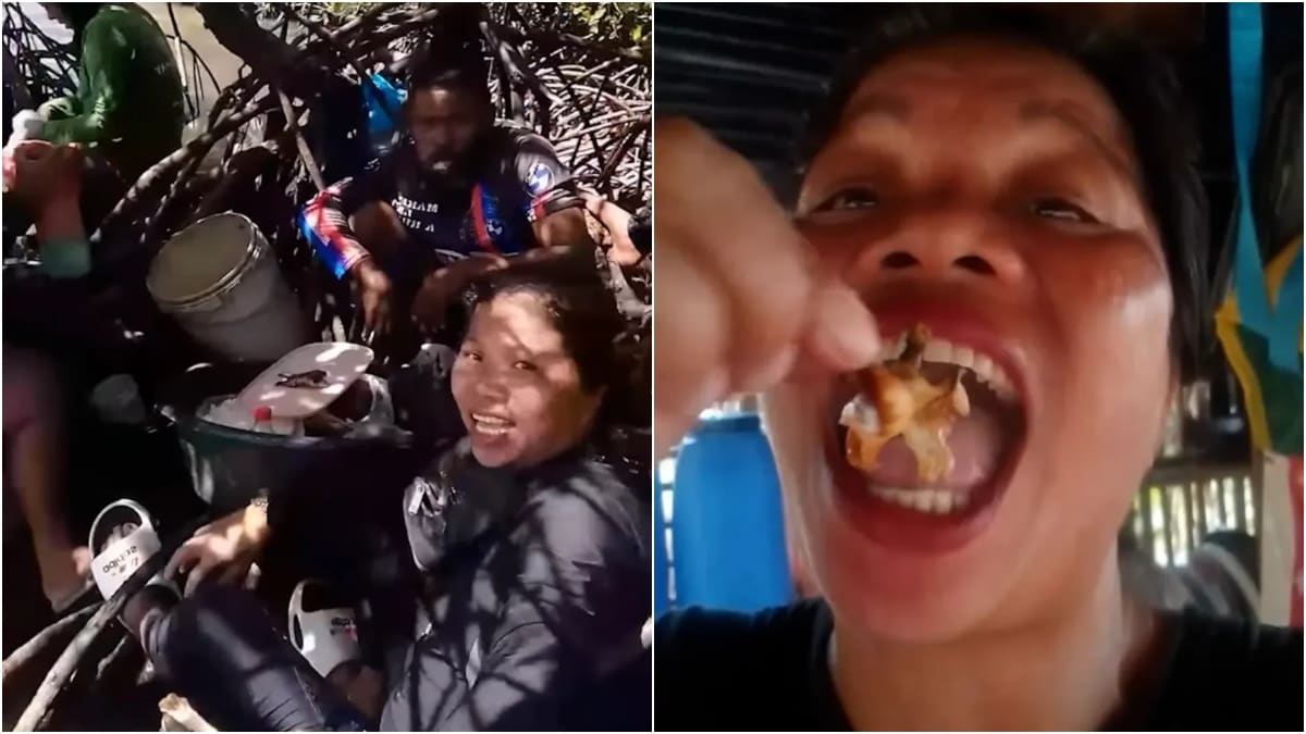 The video showed Emma Amit cooking and eating shellfish, which included the 'Devil Crabs' | X