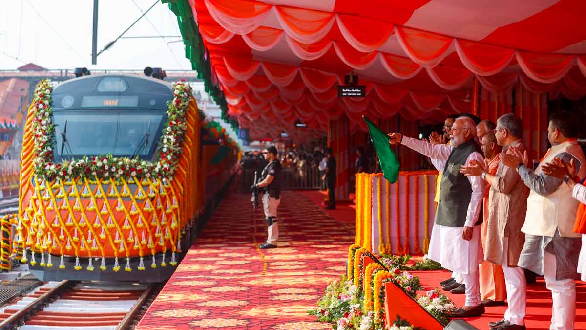 Prime Minister Narendra Modi flags off Vande Bharat Express trains at Varanasi railway station | PTI