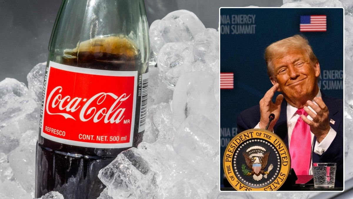 Coca-Cola from Mexico; US President Donald Trump (inset) | AFP