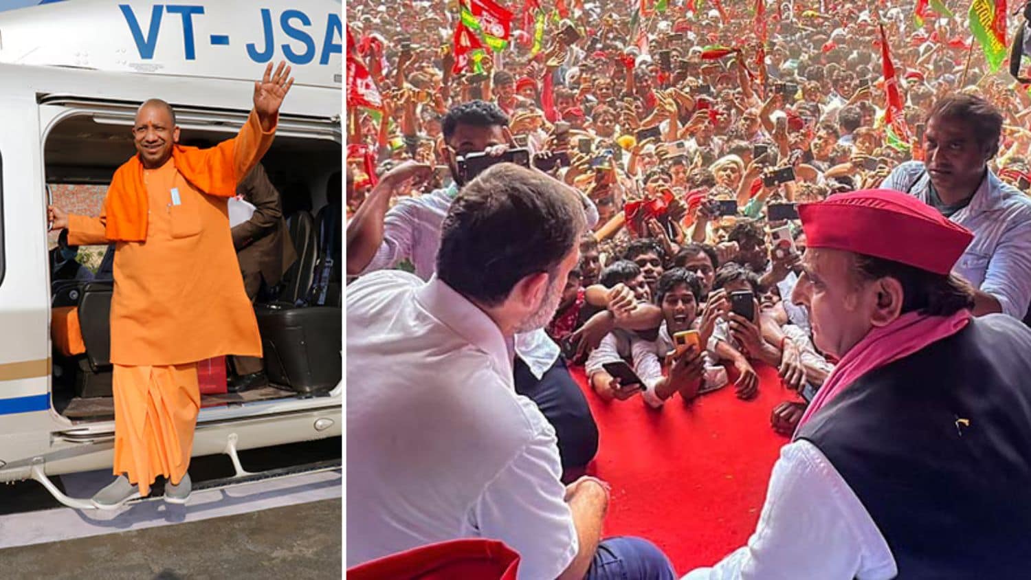 Yogi Adityanath, Rahul Gandhi and Akhilesh Yadav | Pawan Kumar, PTI