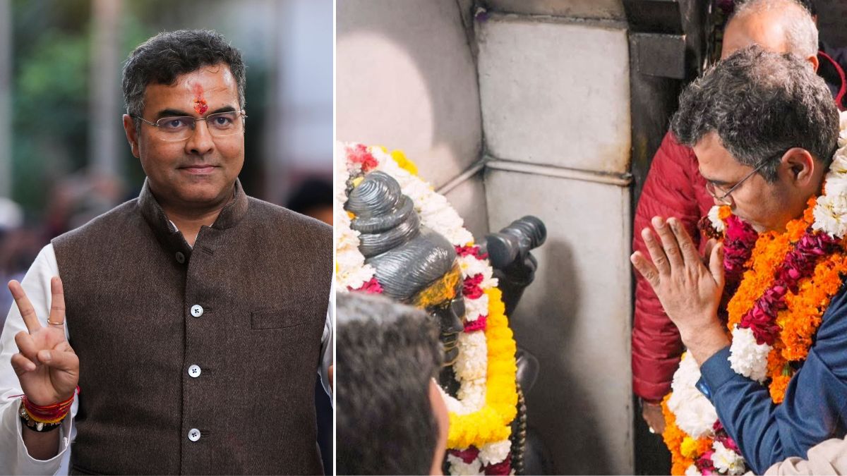 BJP leader Parvesh Verma offers prayers at a temple at his native village Mundka in New Delhi | PTI, X