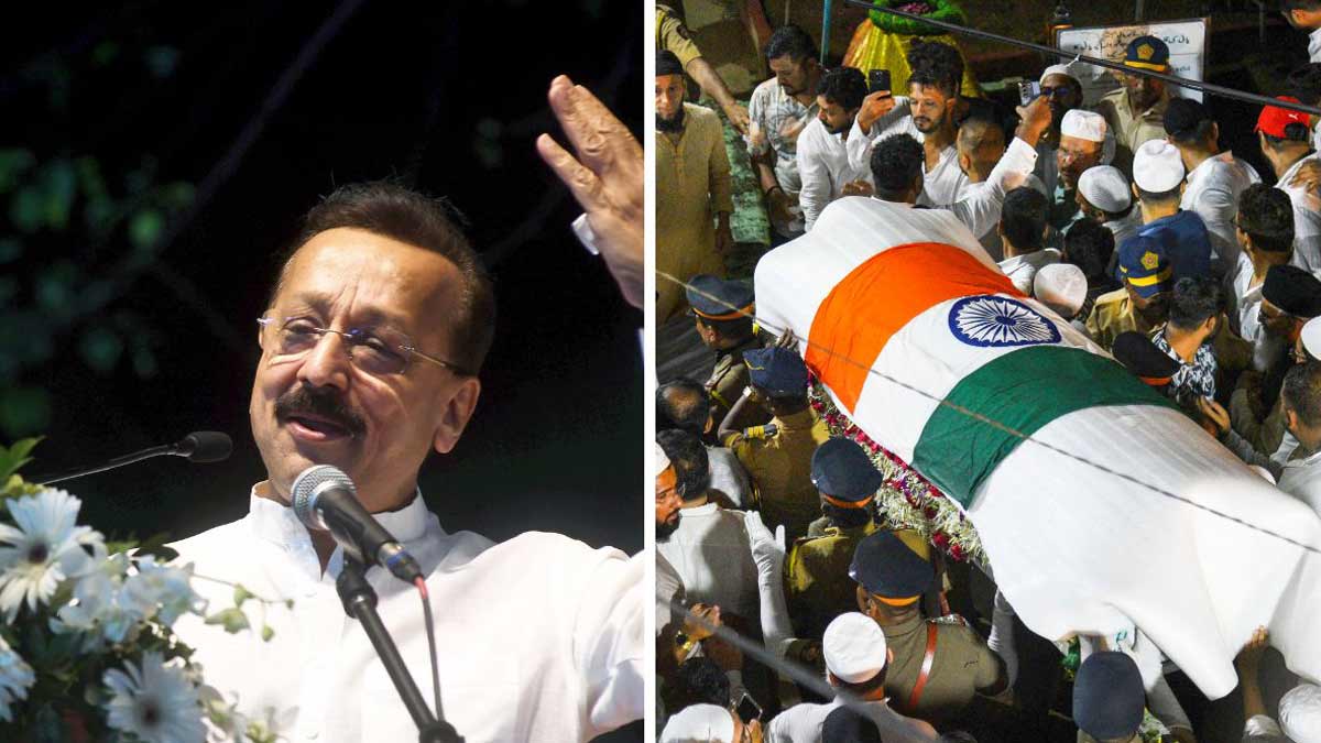 Baba Siddique (Right) The mortal remains of former Maharashtra minister Baba Siddique being brought to Bada Qabrastan for the last rites, in Mumbai | PTI