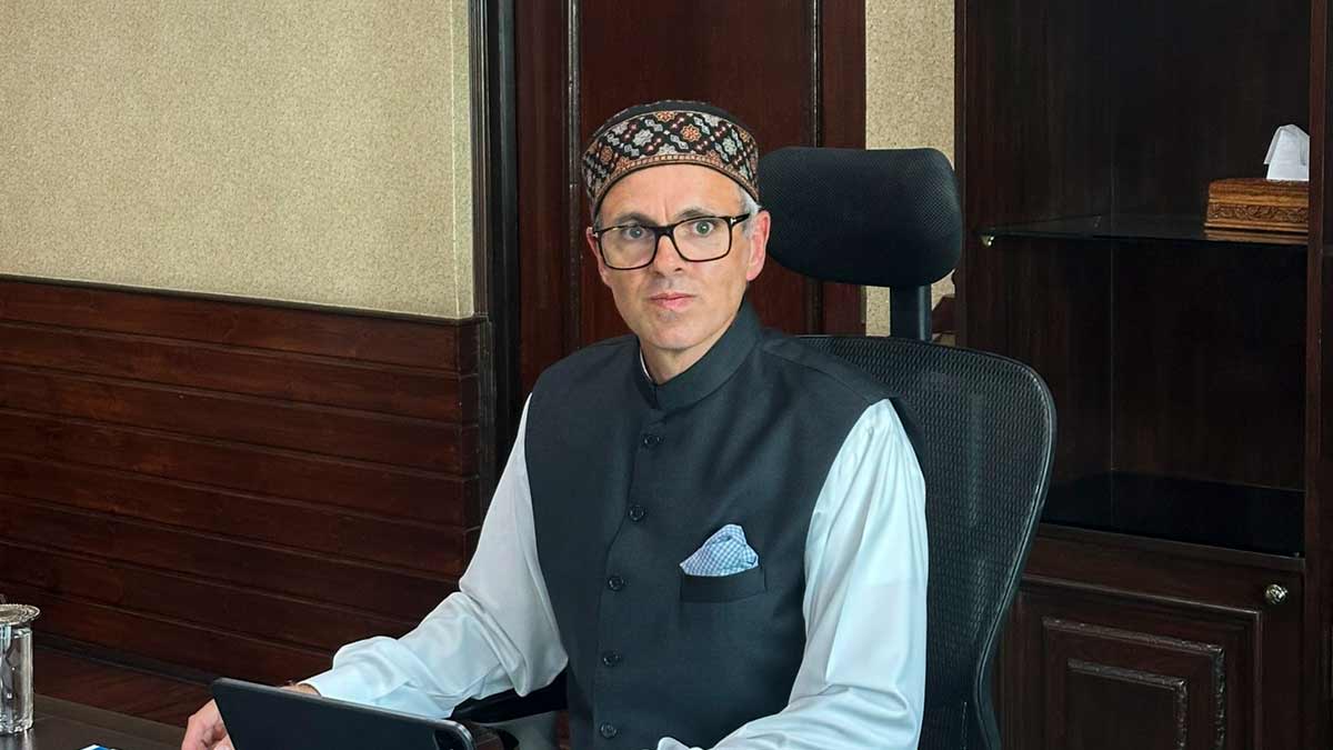 Chief Minister Omar Abdullah at work in his chamber at the secretariat, in Srinagar | PTI