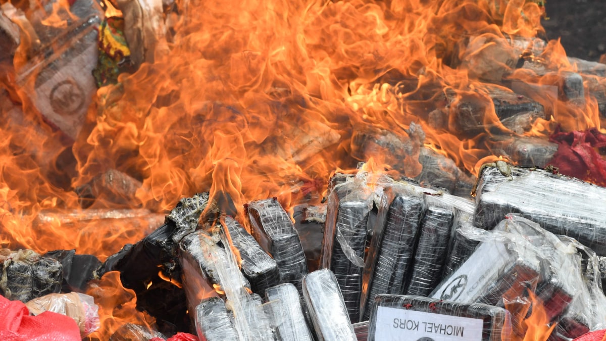 Image of confiscated cocaine being destroyed used fore representation | AFP