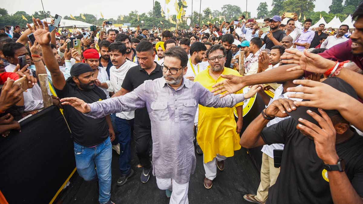 Prashant Kishor with supporters during the formal launch of his new political party | PTI