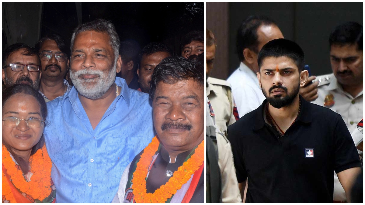 Bihar MP Rajesh Ranjan alias Pappu Yadav (L) and gangster Lawrence Bishno