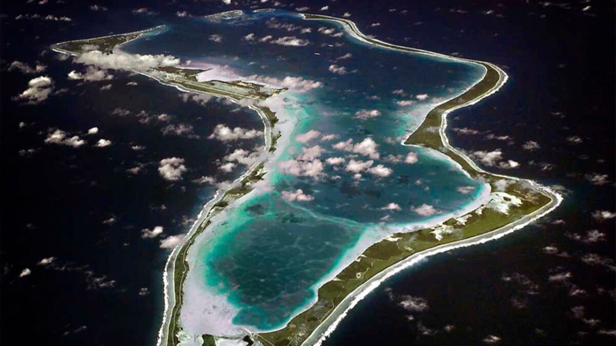 This image realeased by the U.S. Navy shows an aerial view of Diego Garcia  | AP