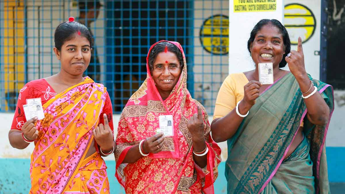 Women during voting for the Haroa Assembly by-poll, West Bengal | PTI