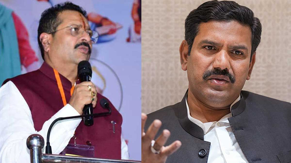 Basanagouda Patil Yatnal (left); B.Y. Vijayendra
