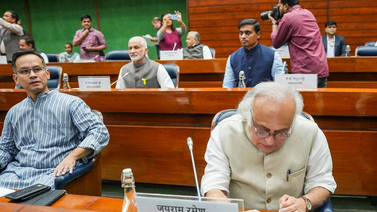 Congress leaders Jairam Ramesh and Gaurav Gogoi during an all-party meeting ahead of Winter session of the Parliament, in New Delhi | PTI