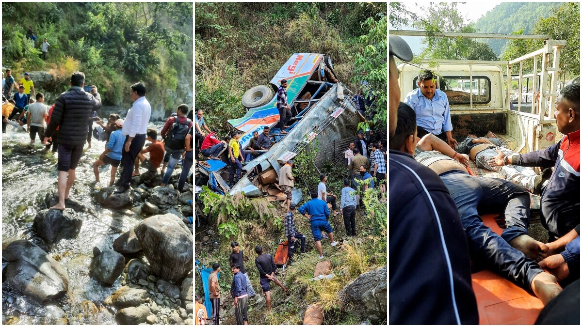 People engaged in rescue efforts after a major bus accident  at Almora district of Uttarakhand | PTI