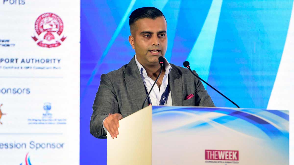 Dhruv Kotak, group managing director, JM Baxi, speaks at THE WEEK Maritime Conclave 2024 in Chennai | Sanjoy Ghosh