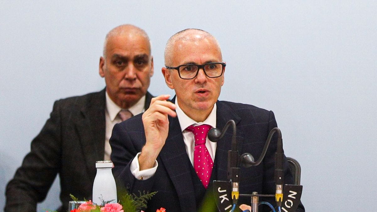 Jammu and Kashmir Chief Minister Omar Abdullah during an interaction with members of the civil society at his official residence, in Jammu | PTI