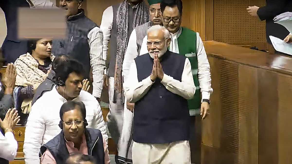 Prime Minister Narendra Modi arrives in the Lok Sabha | PTI