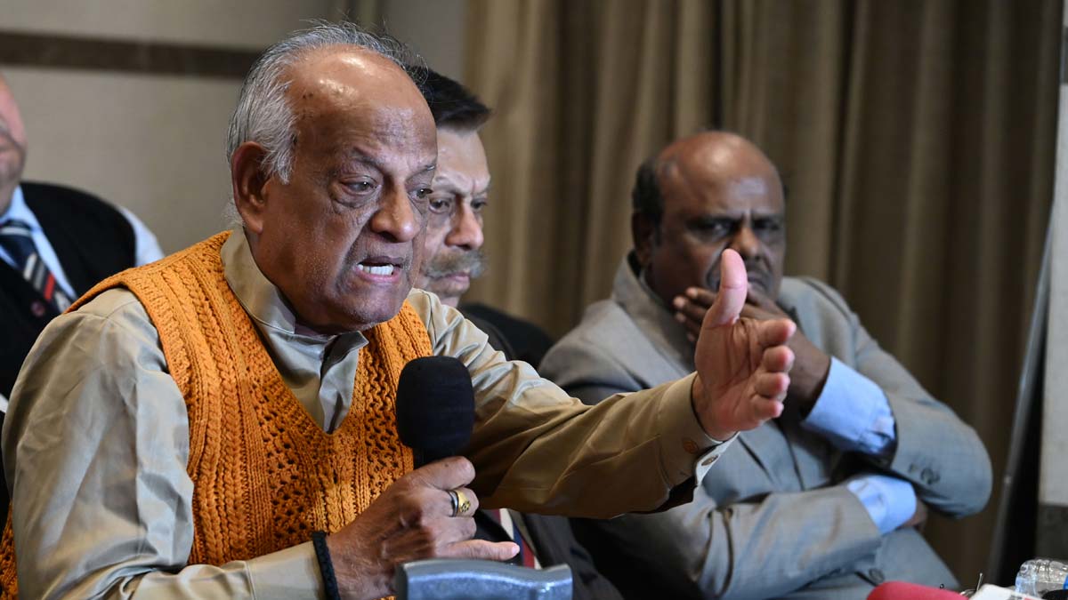 Advoate Rabindra Ghosh speaking at a symposium in Kolkata on the violation of human rights in Bangladesh | Salil Bera