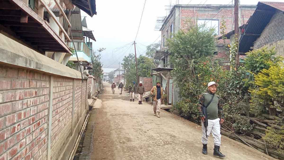 Security personnel patrol in a sensitive area of Manipur | PTI