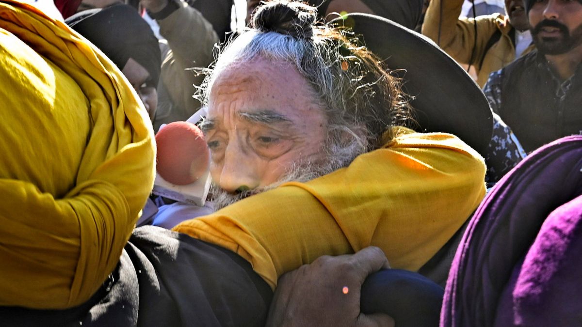 Narain Singh Chaura, a former terrorist, being taken into custody after he tried to shoot SAD leader Sukhbir Singh Badal while he was performing 'sewa' outside the Golden Temple, in Amritsar, Wednesday, Dec. 4, 2024 | PTI