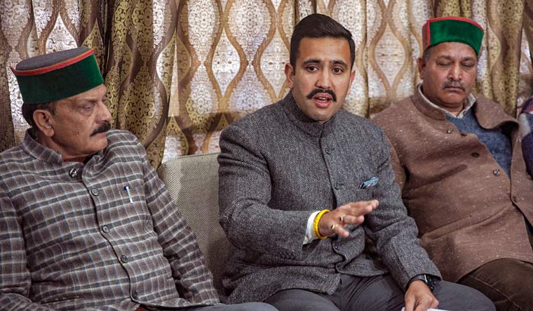 Vikramaditya Singh addresses a press conference, in Shimla | PTI