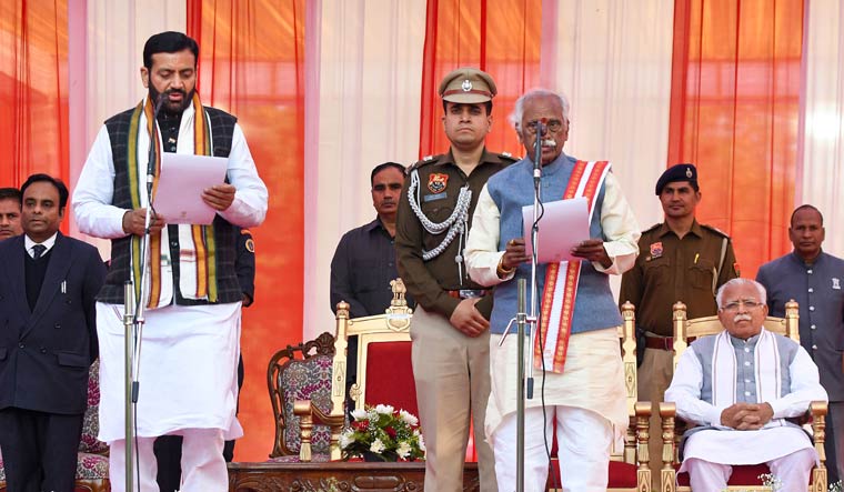 BJP leader Nayab Singh Saini takes oath as the chief minister of Haryana | PTI