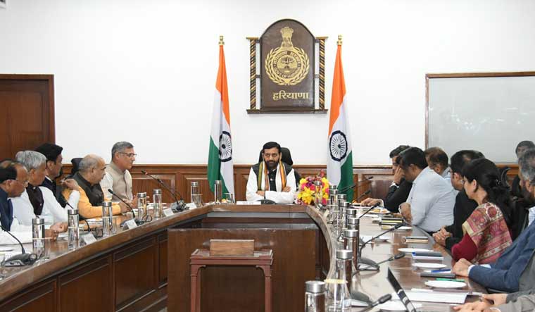 Haryana BJP president and OBC leader Nayab Singh Saini convening his first Cabinet meeting after taking charge as the new chief minister | X 