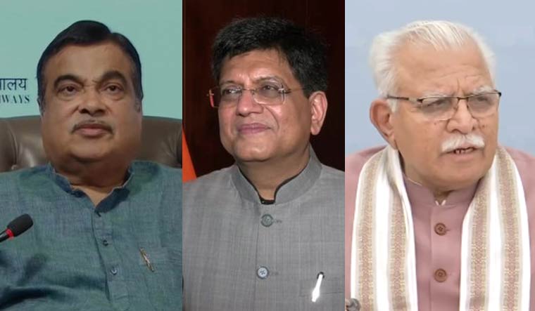 Nitin Gadkari, Piyush Goyal and Manohar Lal Khattar