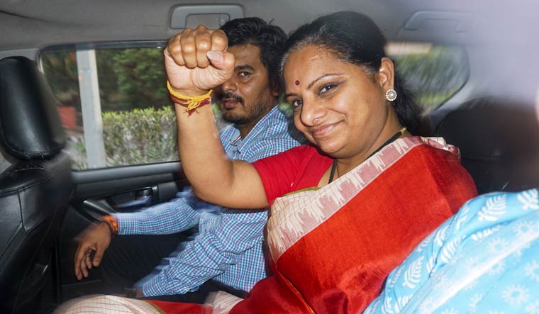 BRS leader K. Kavitha being taken to the Enforcement Directorate (ED) office after she was produced before the Rouse Avenue Court | PTI