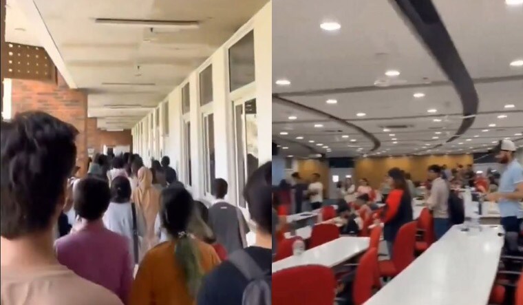 Screengrab of students protesting on Ashoka University campus |  X